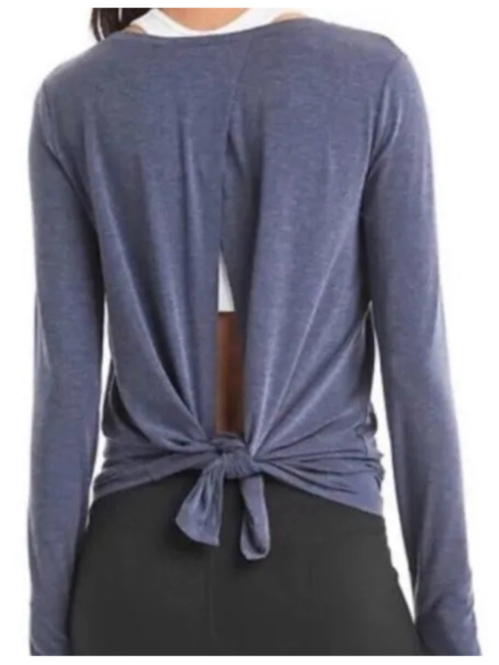Gap Fit Tie Back Long Sleeve Tee Indigo Blue Womenโs L